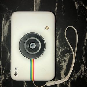SNAP, White Polaroid Camera.